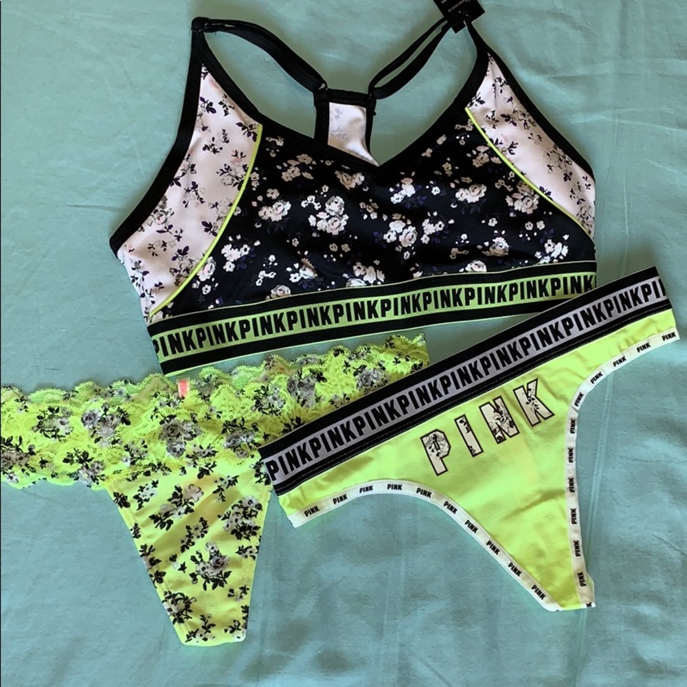 PINK Victorias Secret sport bra L & panty set M